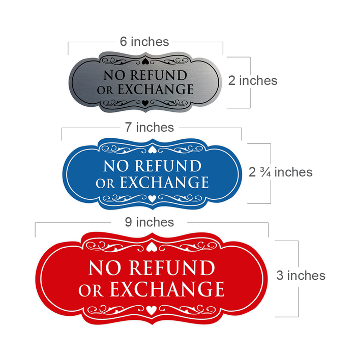 Designer No Refund Or Exchange Sign