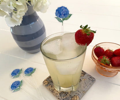 French Blue Hydrangea Acrylic Stir Sticks