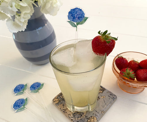 French Blue Hydrangea Acrylic Stir Sticks