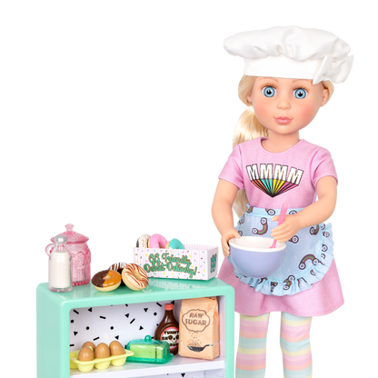 14-inch doll baking donuts