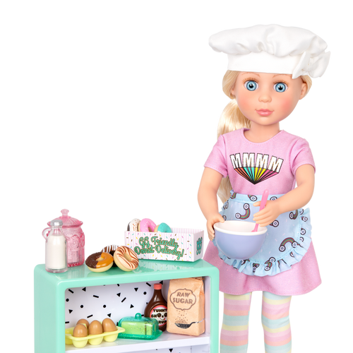14-inch doll baking donuts