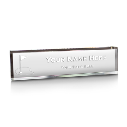 Golfer Themed, Personalized Acrylic Desk Sign Golf Flag Design (2 x 10")