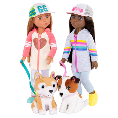 14-inch posable doll walking Shiba Inu dog plushie