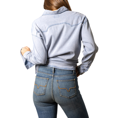 Kimes Ranch Women's L/S Olly Western Snap Shirt in Light Wash