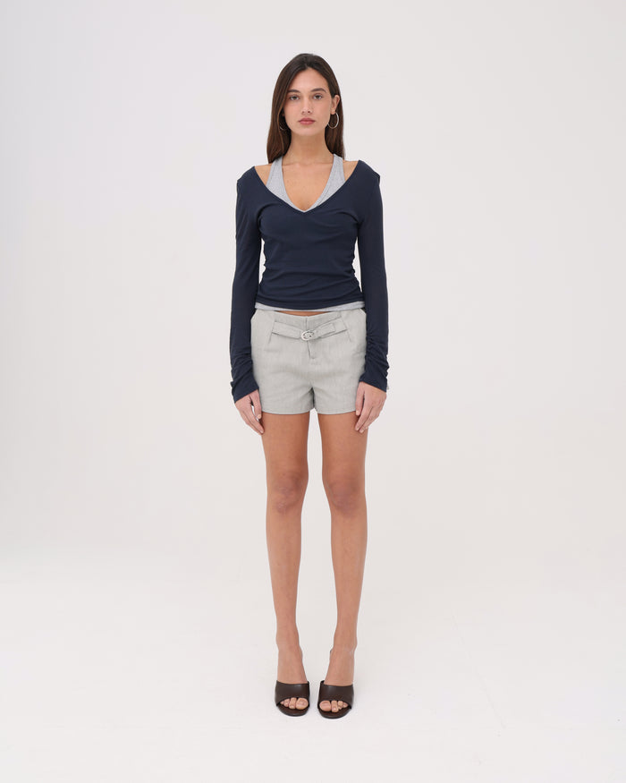 Layered Racer Tank - Navy / Grey