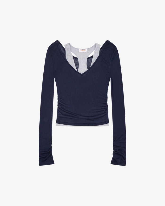 Layered Racer Tank - Navy / Grey