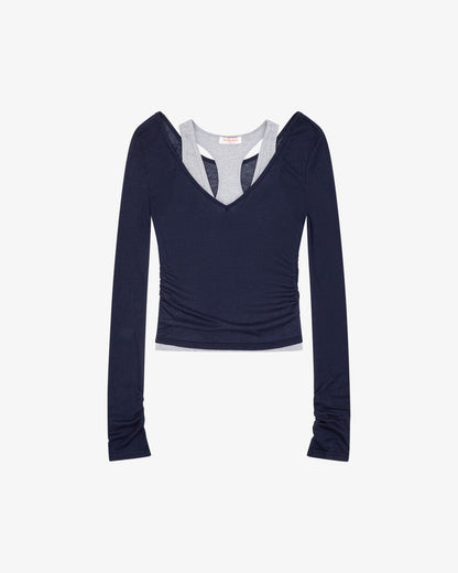Layered Racer Tank - Navy / Grey