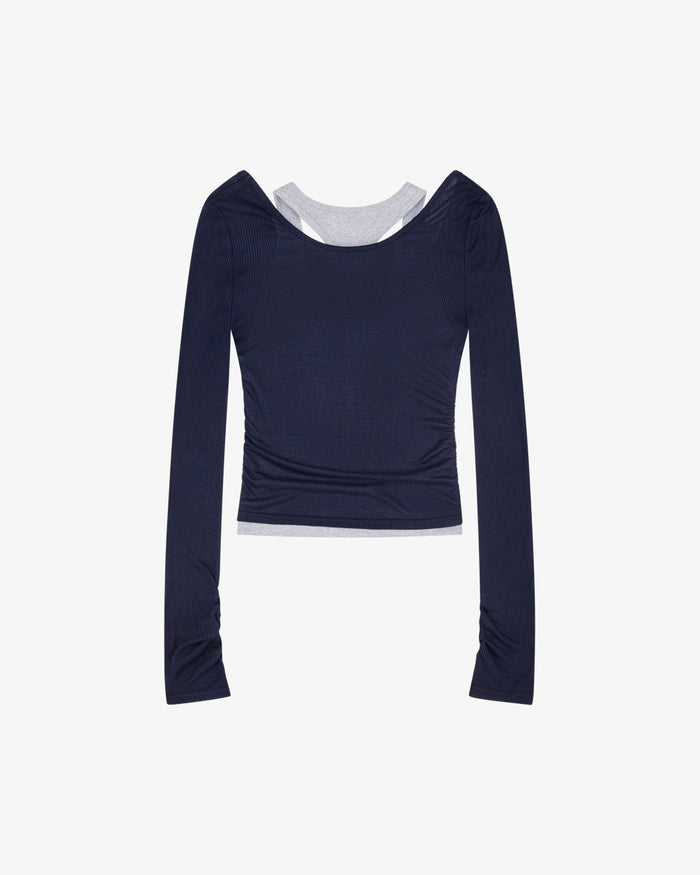 Layered Racer Tank - Navy / Grey