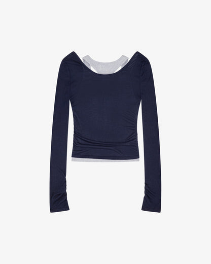 Layered Racer Tank - Navy / Grey