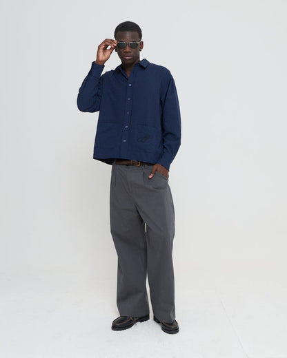 LS Stripe Shirt - Navy