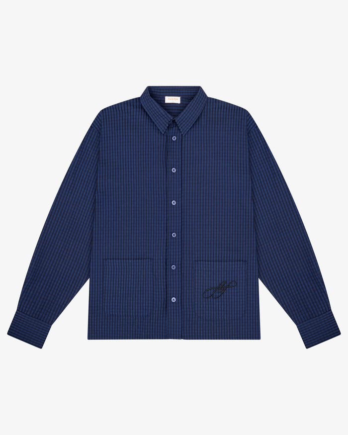 LS Stripe Shirt - Navy