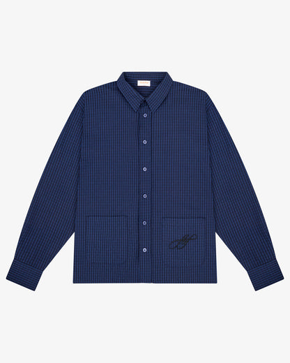 LS Stripe Shirt - Navy