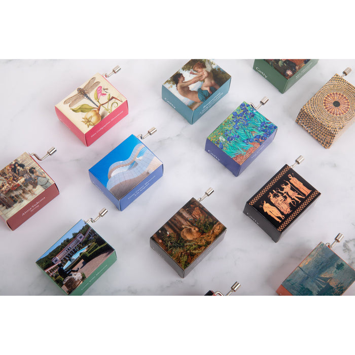 Selection of music boxes on a marble background