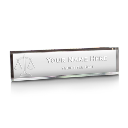 Scales of Justice, Legal Themed, Personalized Acrylic Desk Sign for Lawyers and Legal Professionals (2 x 10")