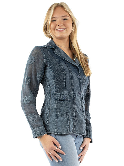 Scully Cantina Women's Cotton Blazer in Dark Blue
