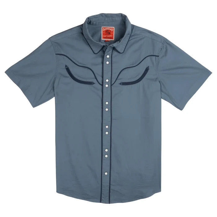 Sendero Provisions Co. Men's S/S The Prescott Western Shirt in Faded Navy