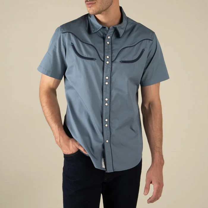 Sendero Provisions Co. Men's S/S The Prescott Western Shirt in Faded Navy
