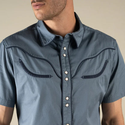 Sendero Provisions Co. Men's S/S The Prescott Western Shirt in Faded Navy