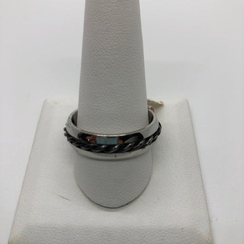 Stainless Steel with Black Rope Ring