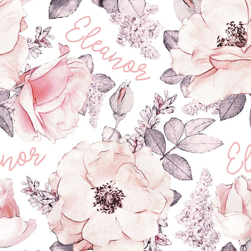 Sugar + Maple Plush Minky Fleece Personalized Blanket | Wallpaper Floral