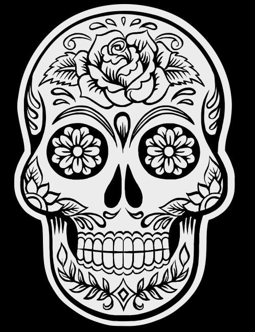 Sugar Skull Reflective V-Neck Long Sleeve - 100% Cotton