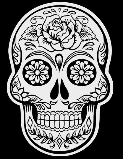 Sugar Skull Reflective V-Neck Tee - 100% Cotton