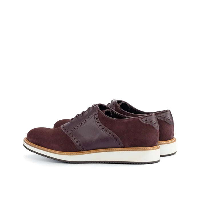 TR91 saddle shoes in burgundy leather, back view