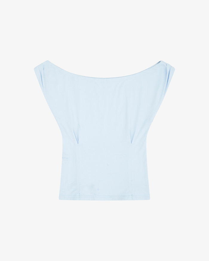 Womens Off Shoulder Fitted Top - Blue